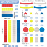 Craspire 4 Sheet 4 Color Plastic Reflective Sticker, Rectangle & Flat Round, Mixed Color, 22x23.5x0.03cm, 4 color, 1set/color, 4set