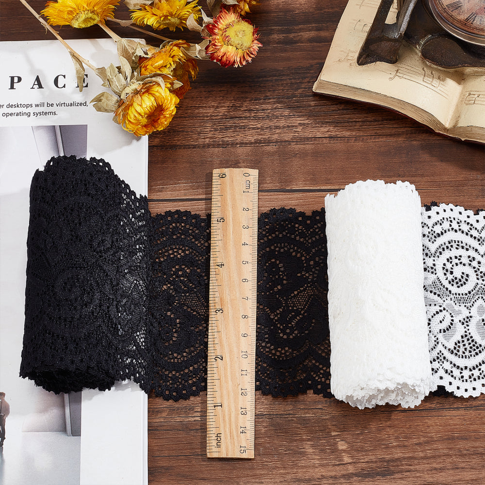 7 Wide Lace Fabric Sewing Lace Ribbon Trim Elastic Stretchy Lace for  Crafting 5 Yards