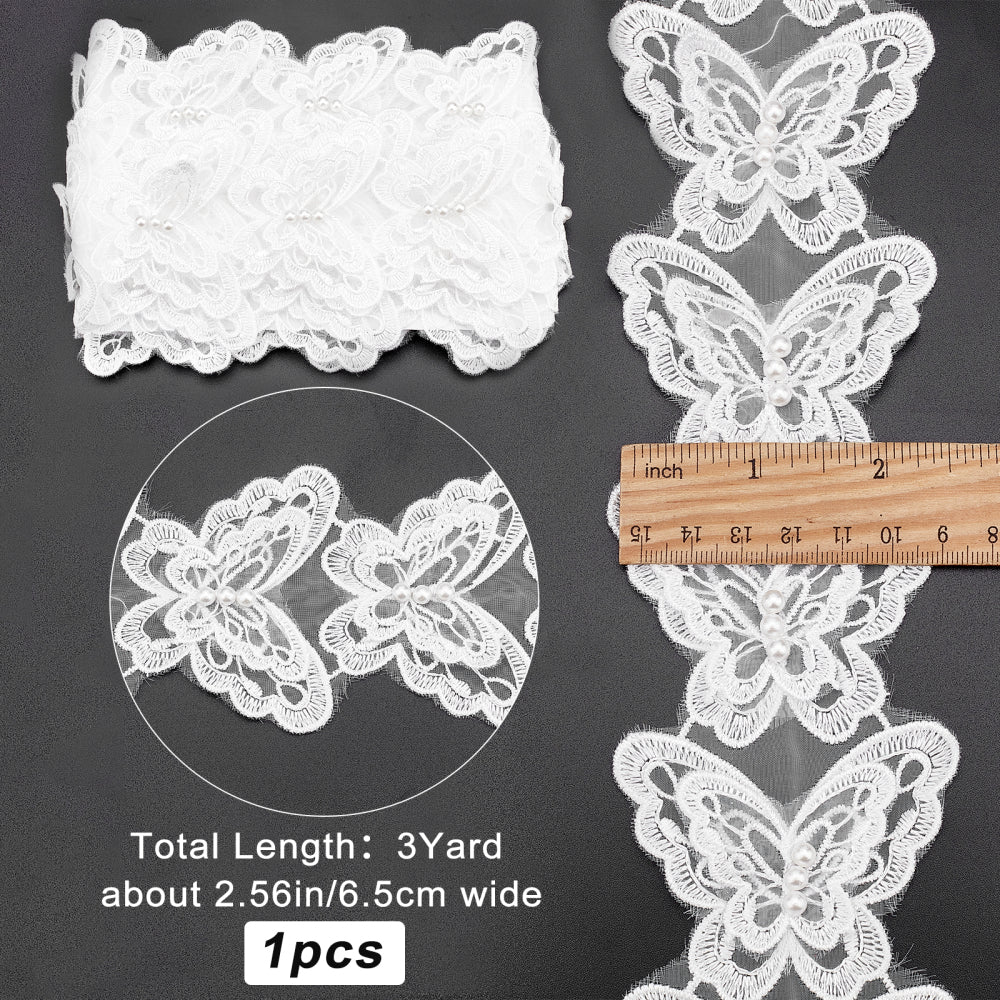 CRASPIRE 1 pc 3 Yards/2.74m Embroidery Organza Lace Trim with