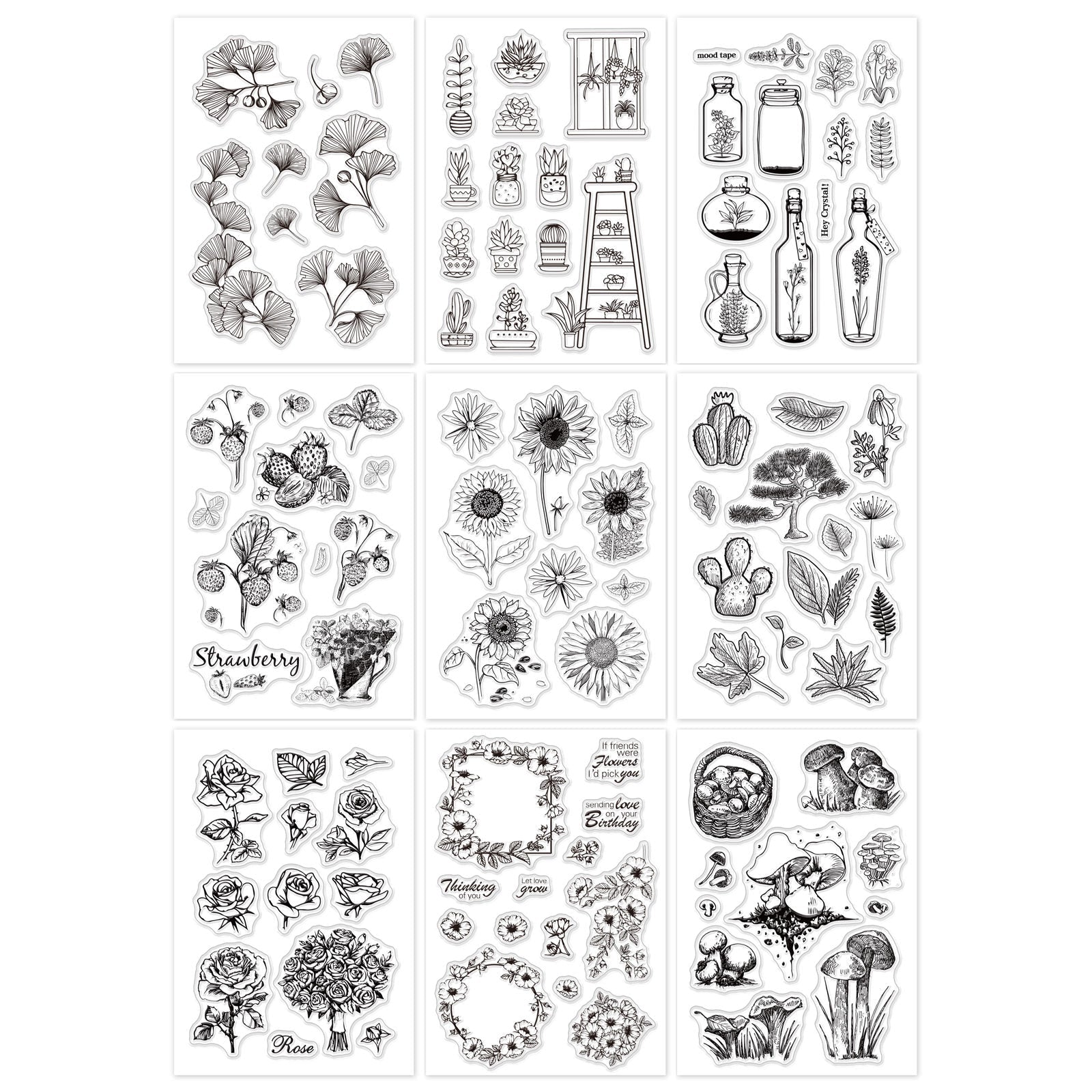 CRASPIRE Clear Silicone Stamps Flower Clear Rubber Stamps Poppy