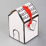 20 Set Christmas Theme Gift Sweets Paper Folding Boxes, Labels with Word and Ribbon, for Christmas Decorate, House Shape, Mixed Color, 33x17x0.1cm