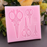 Silicone Molds, Fondant Molds, For DIY Cake Decoration, Chocolate, Candy, UV Resin & Epoxy Resin Jewelry Making, Scissors, Hot Pink, 77x77x6mm, Inner Size: 27x63mm