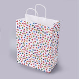 12 pc Triangle Pattern Party Present Gift Paper Bags, with Handle, for Birthday Wedding Christmas Party, Rectangle, Colorful, 25.5x33x12.5cm