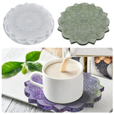 DIY Cup Mat Silicone Molds, Resin Casting Molds, For DIY UV Resin, Epoxy Resin Craft Making, Flat Round with Mandala Pattern, White, 204x11mm