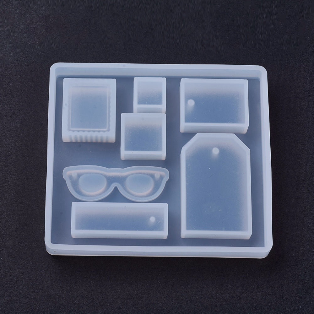 CRASPIRE DIY Silicone Molds, Resin Casting Molds, For UV Resin, Epoxy Resin  Jewelry Pendants Making, Rectangle, White, 80x46x10mm, Hole: 3.5mm, Inner  Size: 70x31x8mm