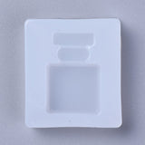 Silicone Molds, Resin Casting Molds, For UV Resin, Epoxy Resin Jewelry Making, Perfume Bottle Shape, White, 42x37x9mm, Inner Diameter: 33x21mm