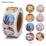 Craspire DIY Scrapbook, 1 Inch Thank You Stickers, Decorative Adhesive Tapes, Flat Round with Flower & Word Thank You, Colorful, 25mm, about 500pcs/roll, 5rolls/set