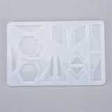 Geometry Shape Silicone Molds, for DIY Earrings, Pendant Necklace Jewelry Silicone Resin Casting Mold, White, 158x105x6mm, Hole: 1.8mm, Inner Diameter: 29~43x11~42mm