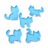 Skull Cat Shaped Pendant Silicone Molds, Resin Casting Molds, for UV Resin, Epoxy Resin Jewelry Making, Halloween Theme, Deep Sky Blue, 52~73x63~73x6mm, Hole: 2mm, 5pcs/set