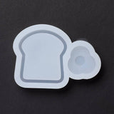 Bread & Fried Egg Silicone Molds, Shaker Molds, Quicksand Molds, Resin Casting Molds, for UV Resin & Epoxy Resin Jewelry Craft Making, White, 58.5x82x13mm