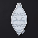 Christmas Theme Light Bulb Pendant Silicone Molds, Resin Casting Molds, For UV Resin, Epoxy Resin Jewelry Making, Horse Eye, Deer Pattern, 155x77x9mm, Hole: 12x8.5mm, Inner Diameter: 150x72mm