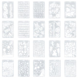 CRASPIRE Plastic Drawing Painting Stencils Templates, Rectangle with Flora Pattern, White, 25.5x17.4x0.04cm, 20pcs/set