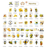 Craspire PVC Self Adhesive Stickers, for Kids Waterproof Bee Sticker Laptop Stickers Pack, Bees Pattern, 2.3~7.6x3.7~8.5x0.02cm, 50pcs/bag, 1bag