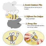 Craspire PVC Self Adhesive Stickers, for Kids Waterproof Bee Sticker Laptop Stickers Pack, Bees Pattern, 2.3~7.6x3.7~8.5x0.02cm, 50pcs/bag, 1bag