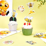 Craspire PVC Self Adhesive Stickers, for Kids Waterproof Bee Sticker Laptop Stickers Pack, Bees Pattern, 2.3~7.6x3.7~8.5x0.02cm, 50pcs/bag, 1bag