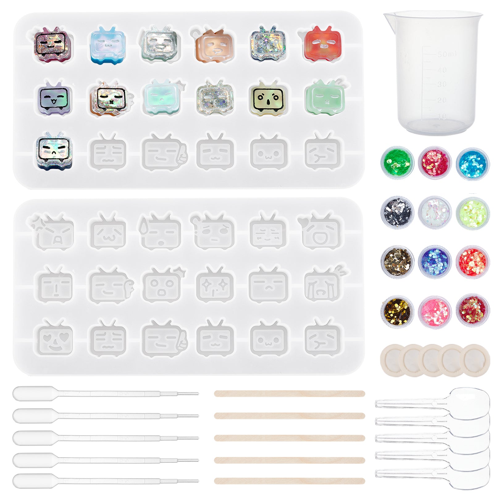 CRASPIRE DIY Food Grade Silicone Molds, For UV Resin & Epoxy Resin Jewelry  Making, with Birch Wooden Craft Ice Cream Sticks, Plastic Transfer Pipettes  & Spoons & Measuring Cup, Latex Finger Cots