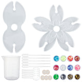 Epoxy Resin Crafts, with Silicone Molds, Disposable Plastic Transfer Pipettes & Latex Finger Cots, Measuring Cup Plastic Tools, Disposable Flatware Spoons and Nail Art Sequins/Paillette, White, 249x11.5mm, 1pc/set