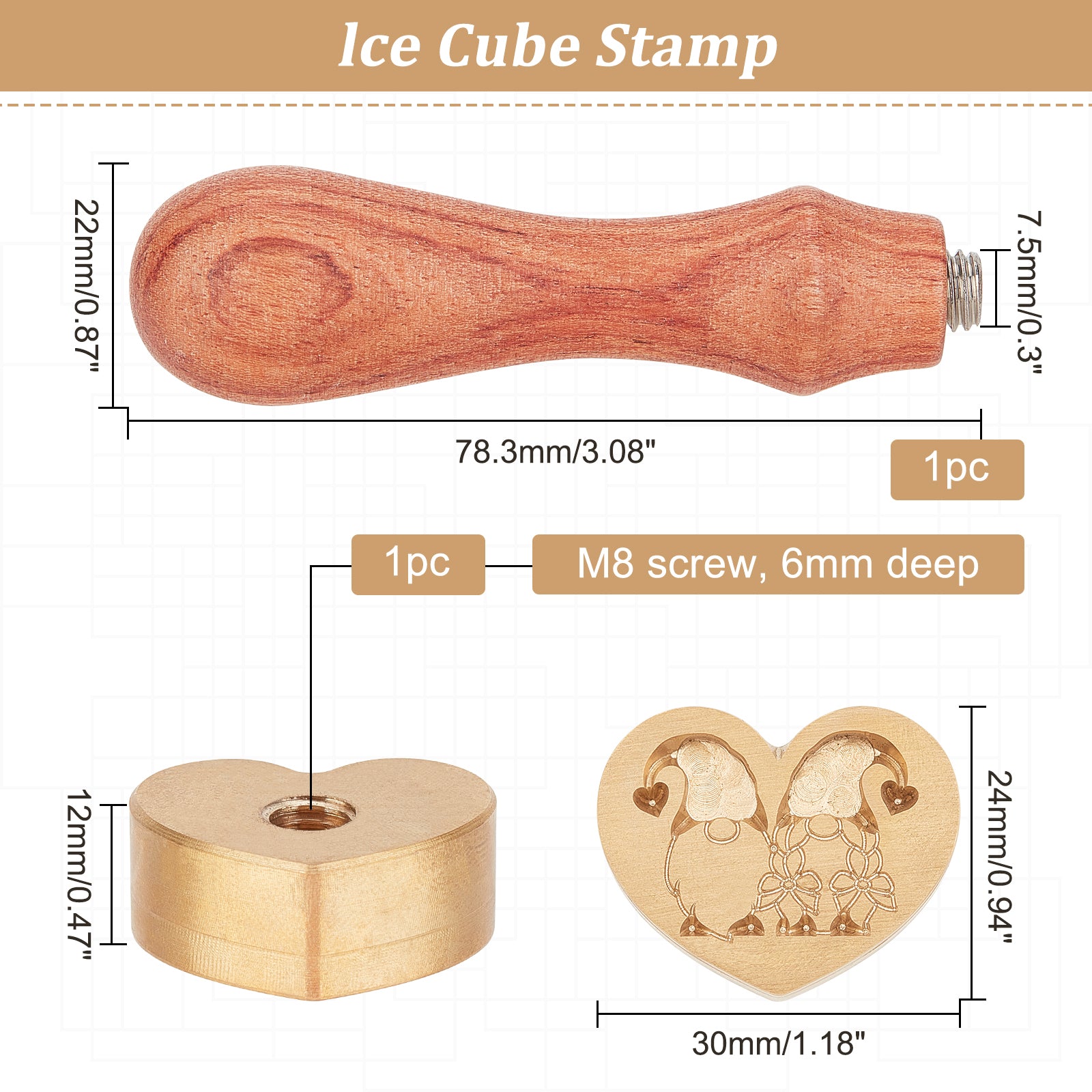 CRASPIRE Love Ice Stamp Wood Handle Wax Seal Stamp