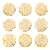 Craspire 9Pcs 9 Style Custom Carbon Steel Cabochons, Flower, Golden, 40x40mm, 1pc/style