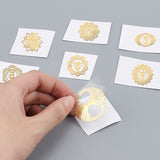 Craspire 9Pcs 9 Style Custom Carbon Steel Self-adhesive Picture Stickers, Mixed Shape with Chakra Pattern, Golden, 40x40mm, 1pc/style