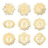 Craspire 9Pcs 9 Style Custom Carbon Steel Self-adhesive Picture Stickers, Mixed Shape with Chakra Pattern, Golden, 40x40mm, 1pc/style
