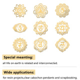 Craspire 9Pcs 9 Style Custom Carbon Steel Self-adhesive Picture Stickers, Mixed Shape with Chakra Pattern, Golden, 40x40mm, 1pc/style