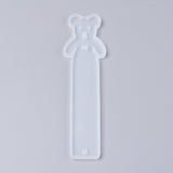 Silicone Bookmark Molds, Resin Casting Molds, Bear, White, 142x38x4.5mm, Inner Diameter: 138x35mm