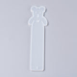 Silicone Bookmark Molds, Resin Casting Molds, Bear, White, 142x38x4.5mm, Inner Diameter: 138x35mm