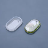 DIY Pendant Silicone Molds, Resin Casting Molds, Clay Craft Mold Tools, Oval, White, 52x35x7.5mm, Hole: 3mm