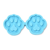 DIY Pendant Silicone Molds, Resin Casting Molds, Clay Craft Mold Tools, Dog Paw Prints, Blue, 42.5x89x4mm, Hole: 1.5mm, Inner Diameter: 36x37.5mm