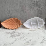 DIY Leaf Dish Tray Silicone Molds, Storage Molds, for UV Resin, Epoxy Resin Craft Making, White, 187x100x38mm