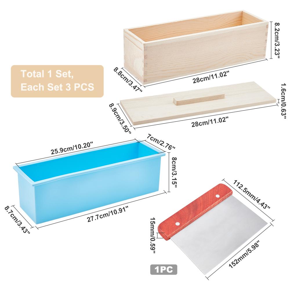 Rectangle Silicone Loaf Soap Mold with Wooden Box