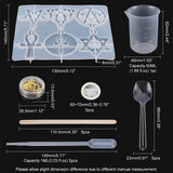 DIY Star of David & Ankh Cross Silicone Pendant Molds, Resin Casting Molds, with Plastic Transfer Pipettes & Measuring Cup & Spoons, Latex Finger Cots, Nail Art Sequins, Mixed Color, 130x145x8mm, 1pc