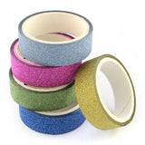 Craspire Glitter Powder DIY Scrapbook Decorative Paper Tapes, Self Adhesive Tapes, Mixed Color, 14.5mm, about 3m/roll, 50rolls/box, box: 250x155x50mm