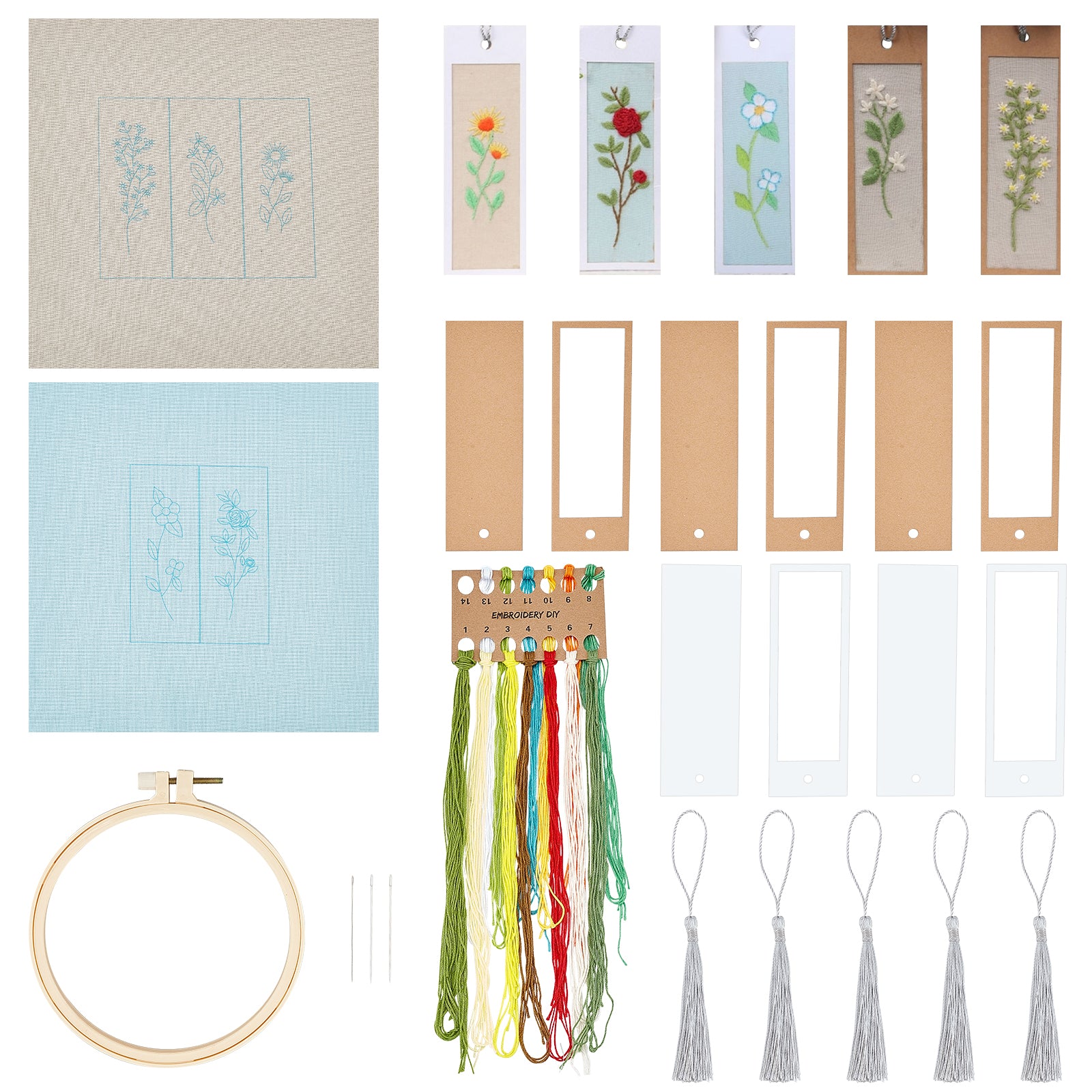 CRASPIRE DIY Bookmark Making Kit, with Paper Bookmark Cards, Flax  Embroidery Pattern Cloth