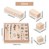 22PCS Plant & Flower Decorative Mounted Rubber Stamp Set