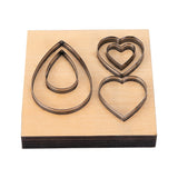 CRASPIRE Embossing Wooden Cutting Dies, Leather Mold, for DIY Art Crafts Fabric Accessory Jewelry Making, teardrop, and Heart, 100x100x24mm, teardrop,: 63x44mm, Heart: 33x34mm