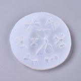 Silicone Molds, Resin Casting Molds, For UV Resin, Epoxy Resin Jewelry Making, Bowknot, White, 84x8mm, Inner Diameter: 10~20x12~41mm