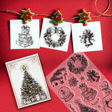 Merry Christmas Silicone Clear Stamps Snowflake Gift Christmas Tree Snowman Mistletoe Patterns Clear Stamps