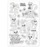 Craspire Spring Bunny Rabbits Clear Stamps Transparent Silicone Stamp Seal for Card Making Decoration and DIY Scrapbooking