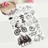 Craspire Cross Mountain Adventure Clear Stamps Transparent Silicone Stamp Seal for Card Making Decoration and DIY Scrapbooking