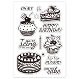 CRASPIRE Birthday Cake Clear Stamps Silicone Stamp Cards Happy Birthday Blessing Words Clear Stamps for Card Making Decoration and DIY Scrapbooking