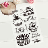 CRASPIRE Birthday Cake Clear Stamps Silicone Stamp Cards Happy Birthday Blessing Words Clear Stamps for Card Making Decoration and DIY Scrapbooking