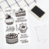 CRASPIRE Birthday Cake Clear Stamps Silicone Stamp Cards Happy Birthday Blessing Words Clear Stamps for Card Making Decoration and DIY Scrapbooking