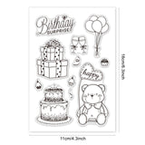 Craspire Happy Birthday Clear Stamps Silicone Stamp Cards Cake Gift Bear Balloon Blessing Words Clear Stamps for Card Making Decoration and DIY Scrapbooking