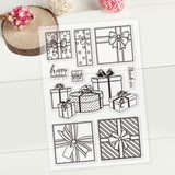 Craspire Gift Box Happy Birthday Clear Stamps Silicone Stamp Cards Happy Holiday Clear Stamps for Card Making Decoration and DIY Scrapbooking