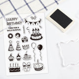 Craspire Happy Birthday Clear Stamps Silicone Stamp Cards Banner Birthday Hat Cake Balloon Clear Stamps for Card Making Decoration and DIY Scrapbooking