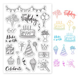 Craspire PVC Plastic Stamps, for DIY Scrapbooking, Photo Album Decorative, Cards Making, Stamp Sheets, Birthday Themed Pattern, 16x11x0.3cm