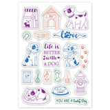 Craspire PVC Plastic Stamps, for DIY Scrapbooking, Photo Album Decorative, Cards Making, Stamp Sheets, Dog Pattern, 16x11x0.3cm