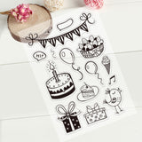 Craspire Happy Birthday Clear Stamps Silicone Stamp Cards Banner Birthday Cake Balloon Gift Clear Stamps for Card Making Decoration and DIY Scrapbooking